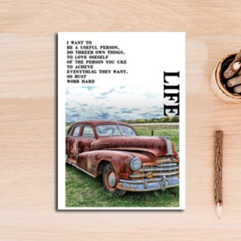 Vintage Blue Classic Cars Travel - Canvas Wall Art Painting