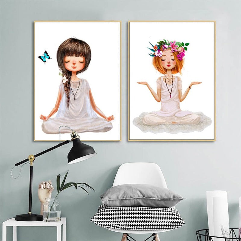 Lovely Yoga Girl Poster - Canvas Wall Art Painting