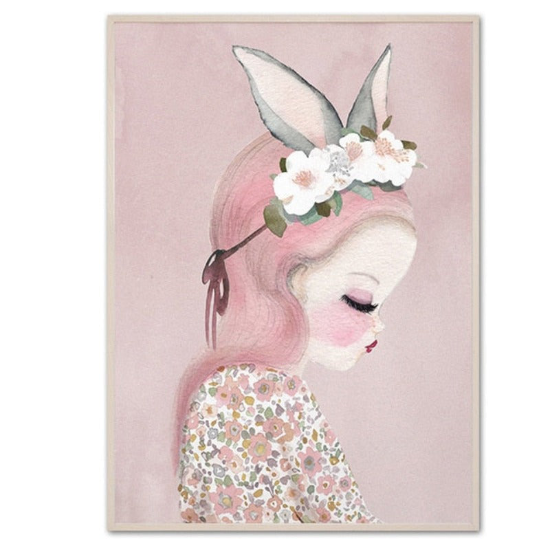 Sweet Pink Unicorn Girls - Canvas Wall Art Painting
