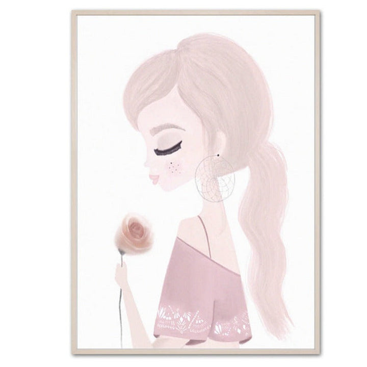Sweet Pink Unicorn Girls - Canvas Wall Art Painting