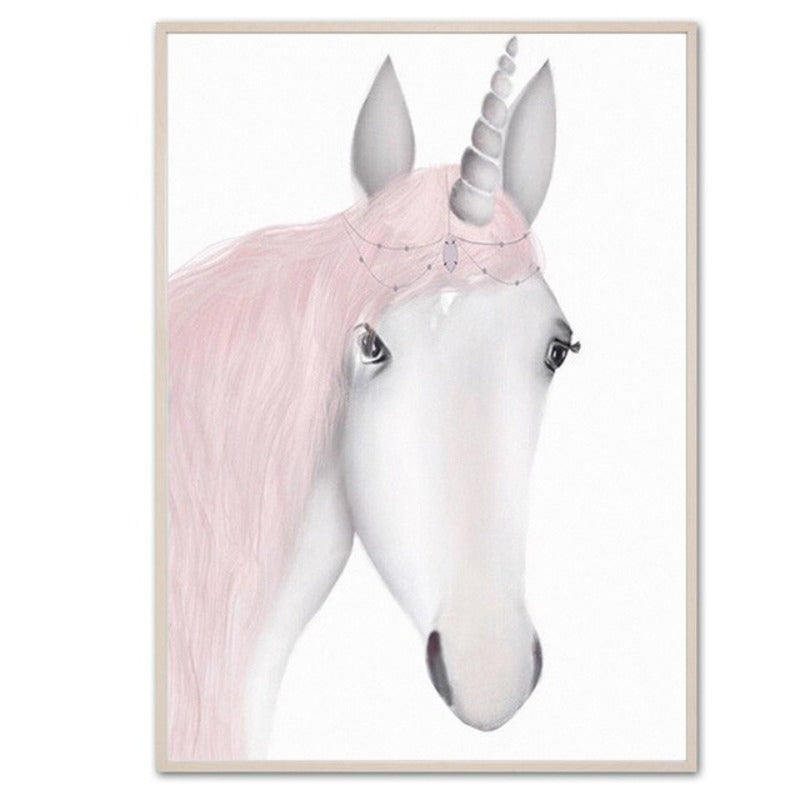Sweet Pink Unicorn Girls - Canvas Wall Art Painting