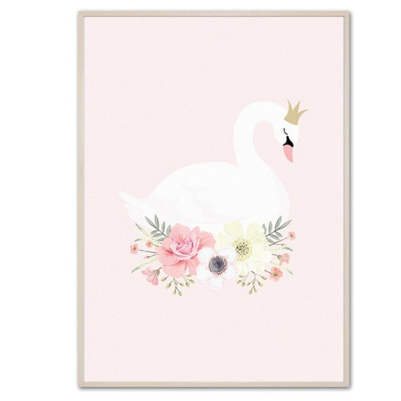 Sweet Pink Unicorn Girls - Canvas Wall Art Painting