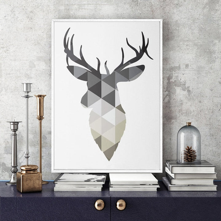 Geometric Deer Faith Quote - Canvas Wall Art Painting