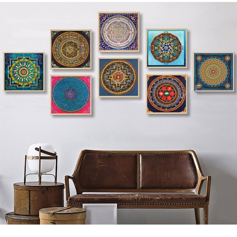 Mandala Ornament Thangka Yoga - Canvas Wall Art Painting