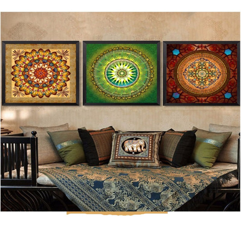 Mandala Ornament Thangka Yoga - Canvas Wall Art Painting