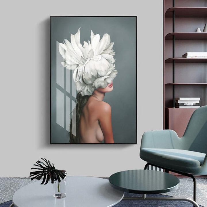 Floral Girl Wall Art Pictures Beauty  - Canvas Wall Art Painting