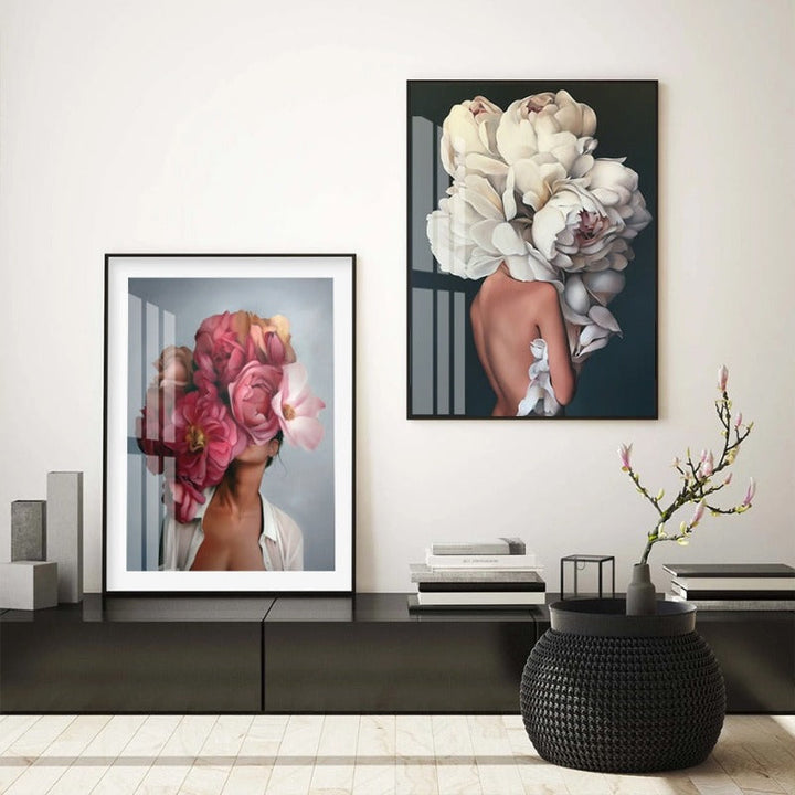 Floral Girl Wall Art Pictures Beauty  - Canvas Wall Art Painting