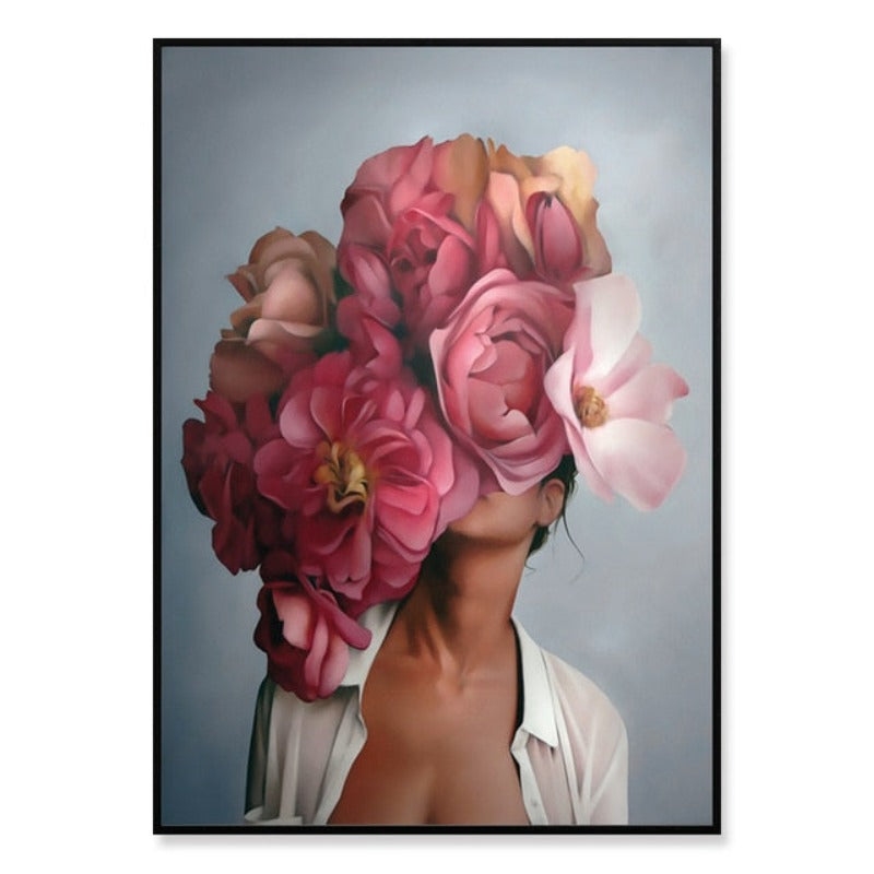 Floral Girl Wall Art Pictures Beauty  - Canvas Wall Art Painting