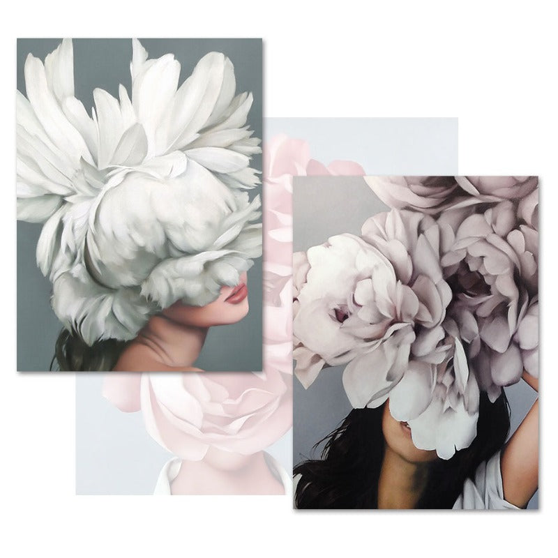 Floral Girl Wall Art Pictures Beauty  - Canvas Wall Art Painting