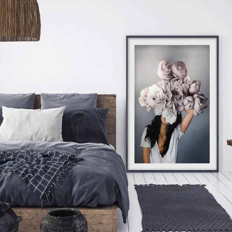 Floral Girl Wall Art Pictures Beauty  - Canvas Wall Art Painting