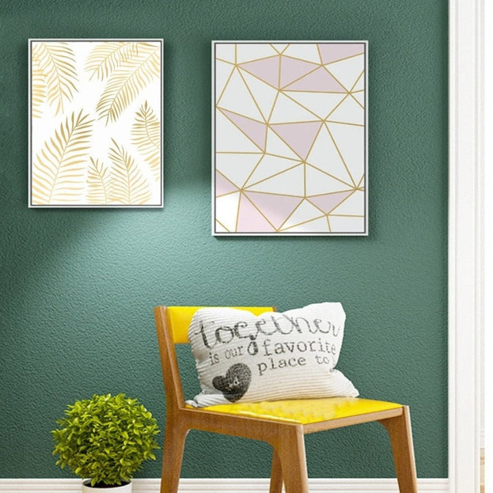 Geometric Leaves Pineapple - Canvas Wall Art Painting