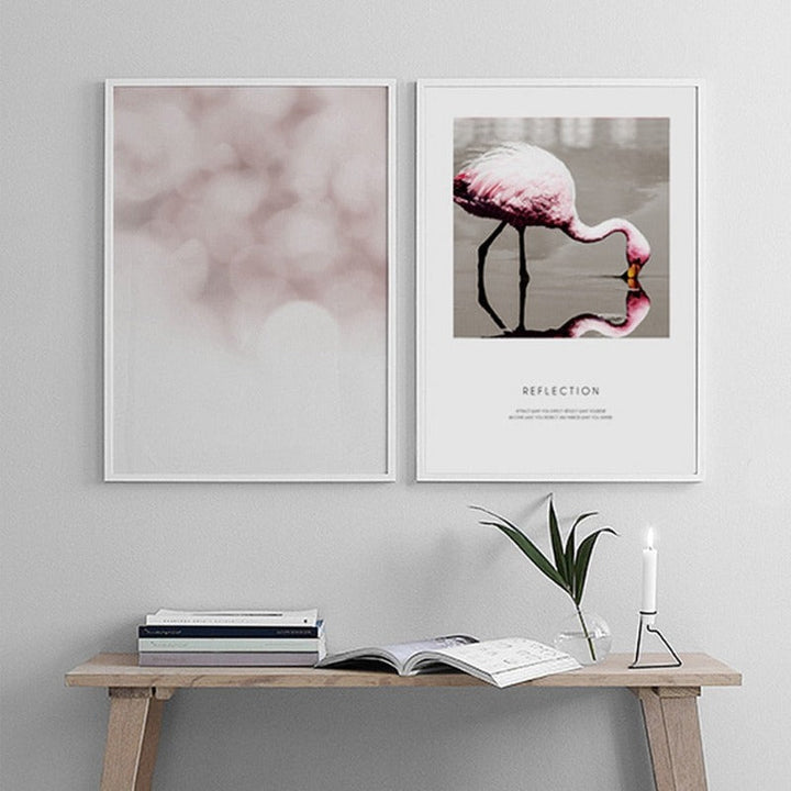 Flamingo Reflection - Canvas Wall Art Painting
