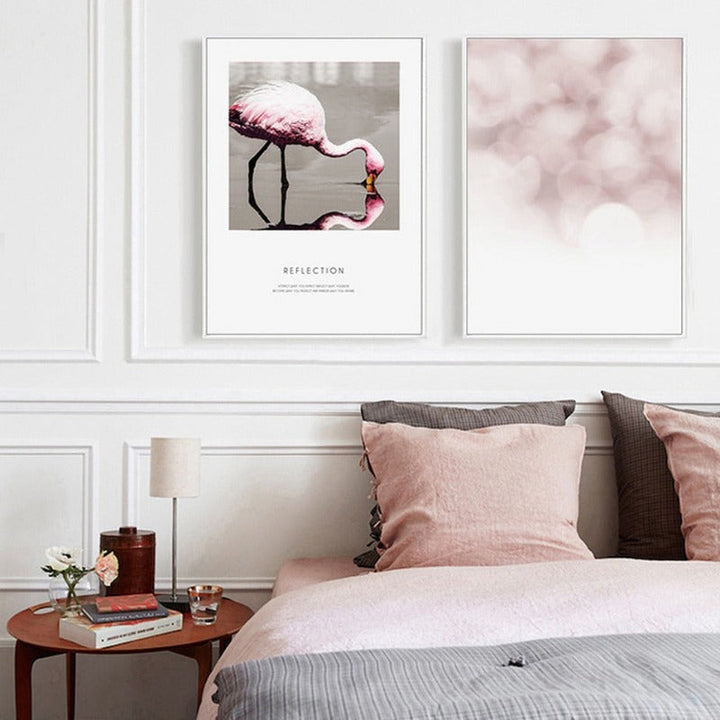 Flamingo Reflection - Canvas Wall Art Painting