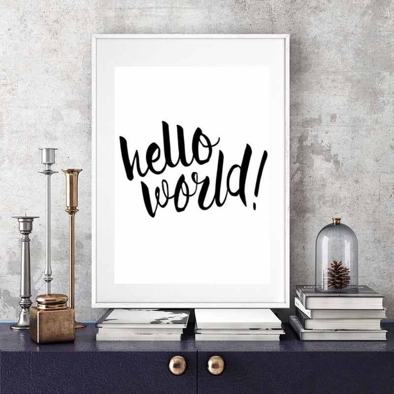 Hello World Nursery Quote - Canvas Wall Art Painting
