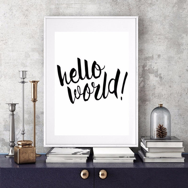 Hello World Nursery Quote - Canvas Wall Art Painting