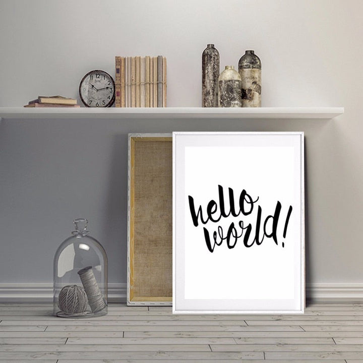 Hello World Nursery Quote - Canvas Wall Art Painting