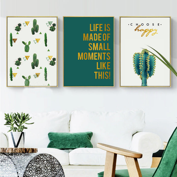 Life Quote Cactus  - Canvas Wall Art Painting