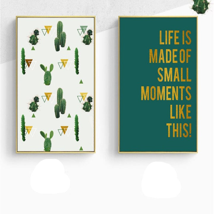 Life Quote Cactus  - Canvas Wall Art Painting