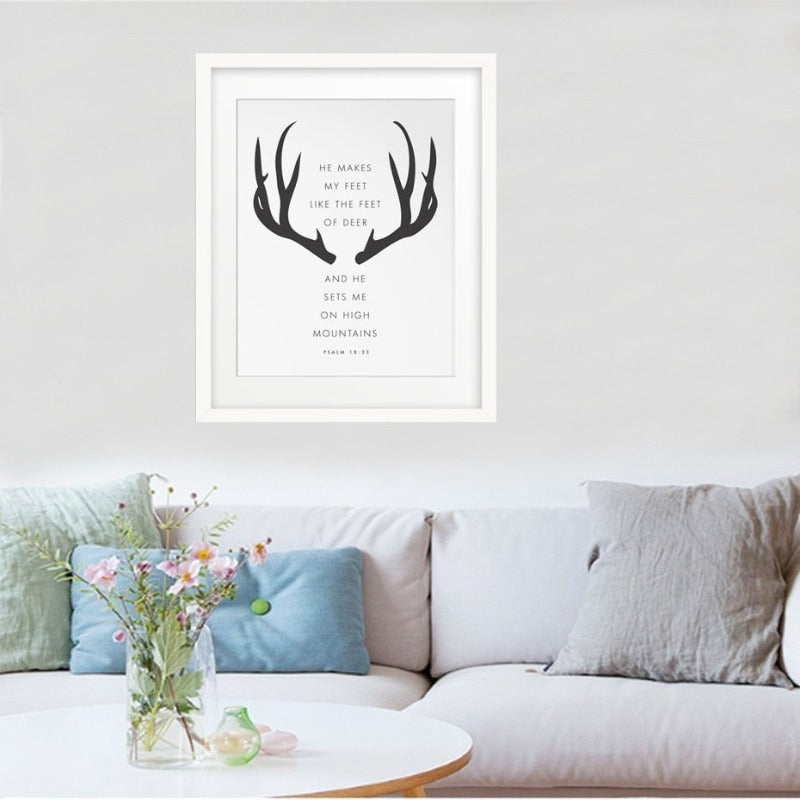 Minimalist Black And White Antlers Inspiring - Canvas Wall Art Painting