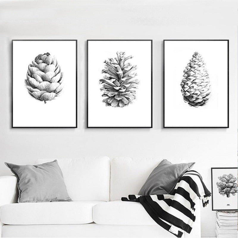 Hand Draw Pine Cone - Canvas Wall Art Painting
