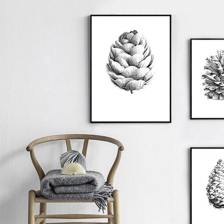 Hand Draw Pine Cone - Canvas Wall Art Painting