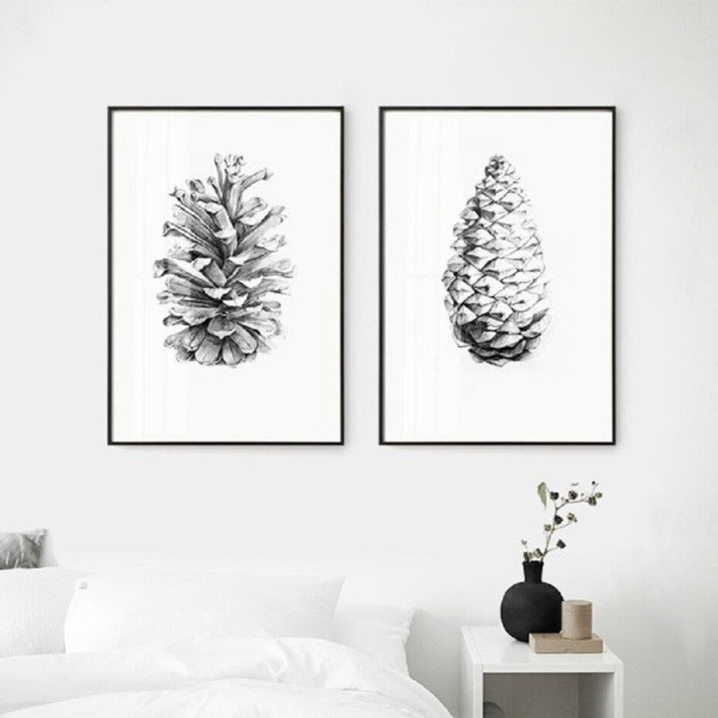 Hand Draw Pine Cone - Canvas Wall Art Painting