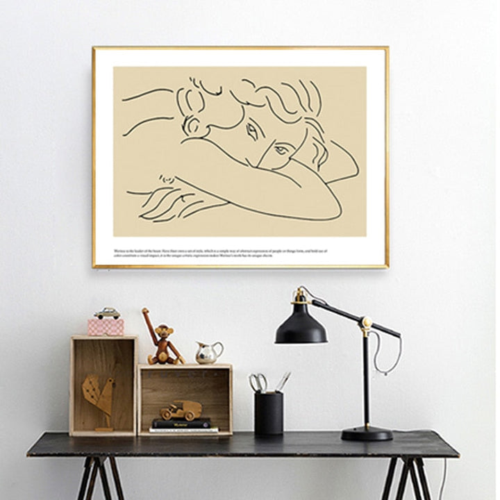 Vintage Abstract Figure Dove Minimalist - Canvas Wall Art Painting