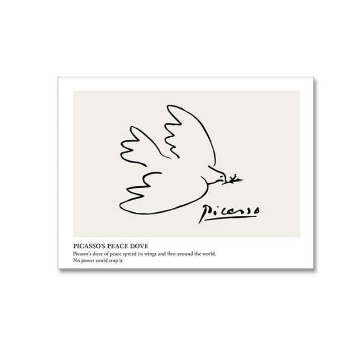 Vintage Abstract Figure Dove Minimalist - Canvas Wall Art Painting