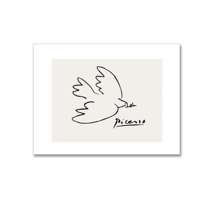 Vintage Abstract Figure Dove Minimalist - Canvas Wall Art Painting