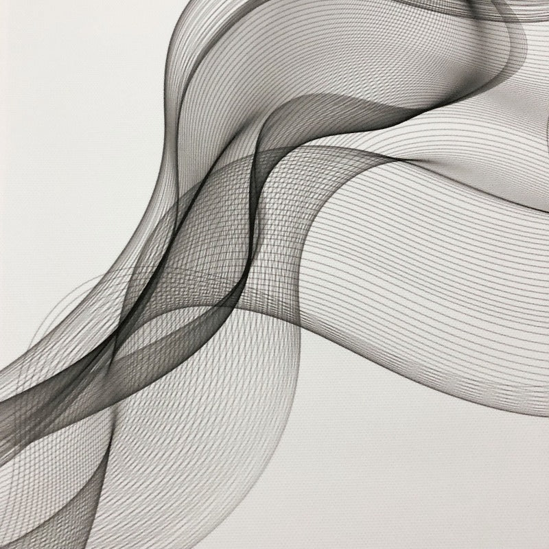 Minimalist Abstract Wavy Lines Pattern Black White - Canvas Wall Art Painting