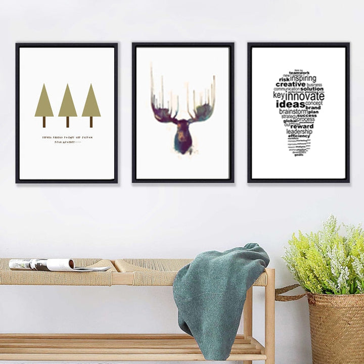 Deer Art Geometric - Canvas Wall Art Painting