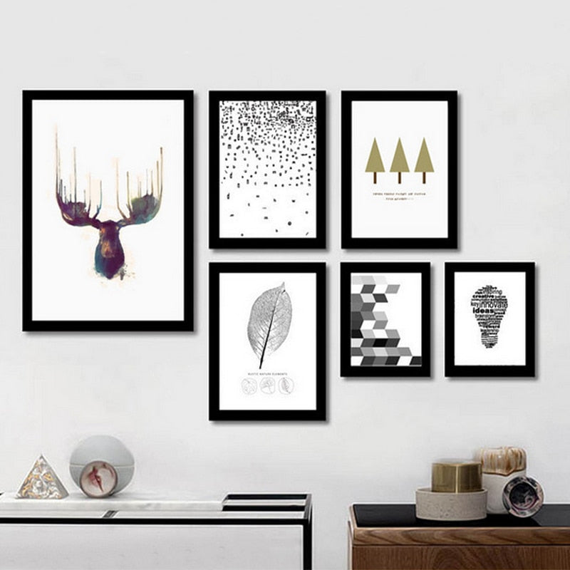 Deer Art Geometric - Canvas Wall Art Painting
