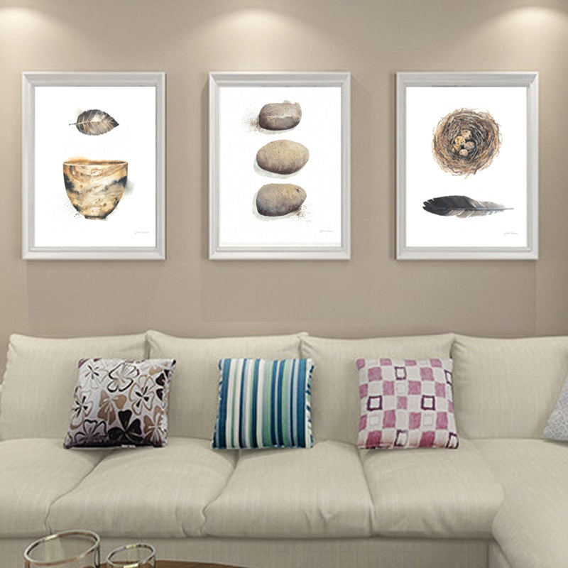 Vintage Abstract Beautiful Feather - Canvas Wall Art Painting