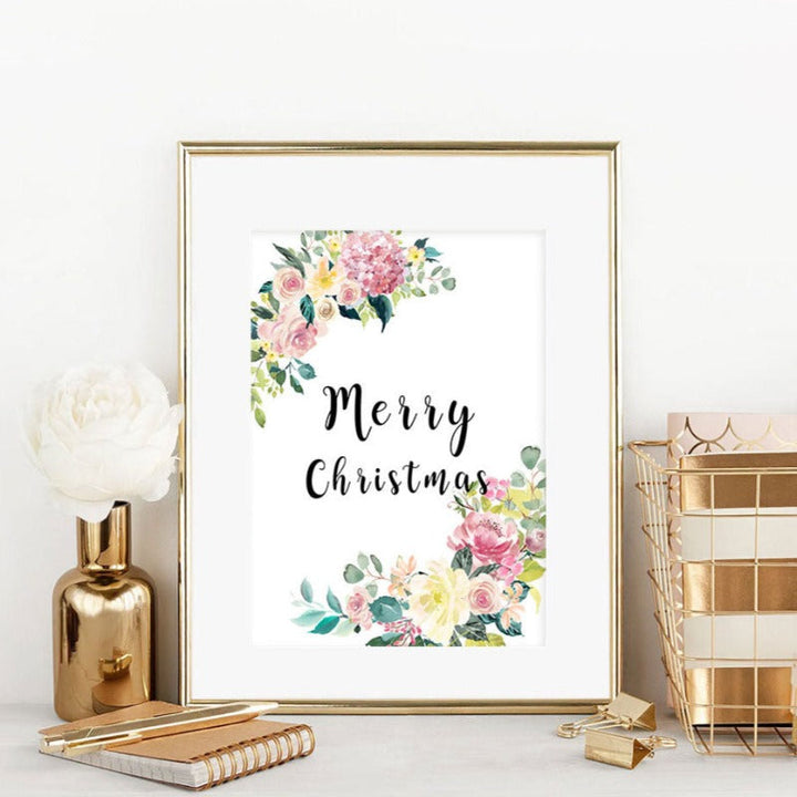 Floral Welcome Sign Poster - Canvas Wall Art Painting