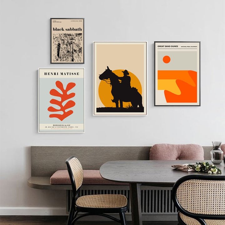 Vintage Abstract Canvas Painting Geometric Wall Art