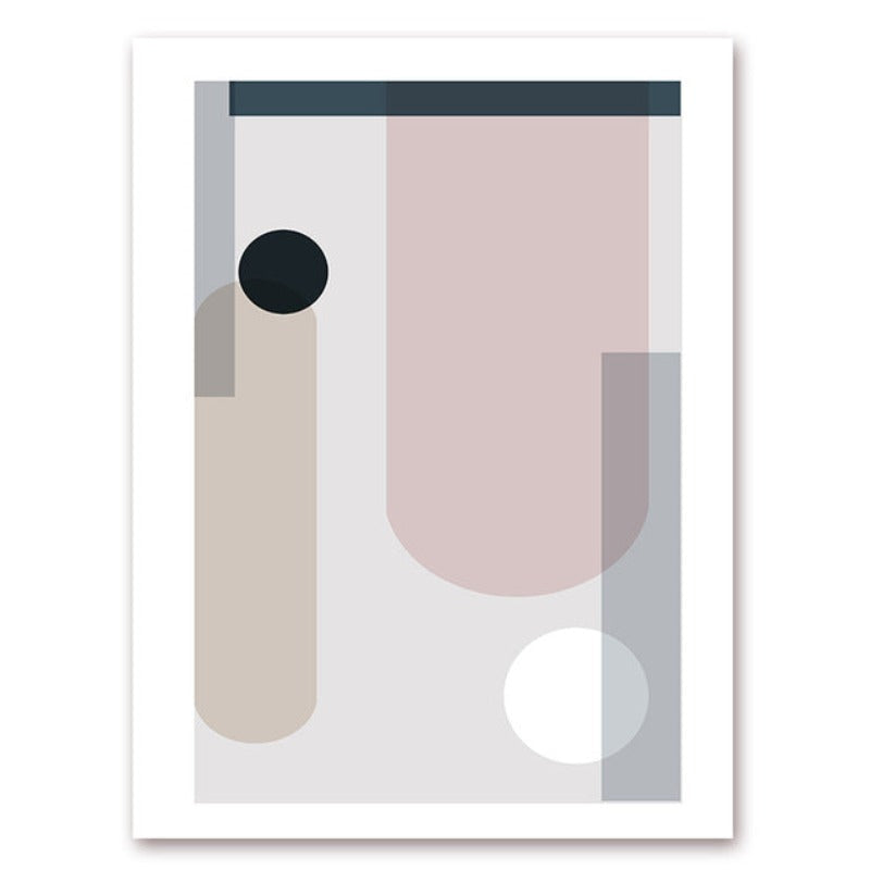 Minimalist Abstract Geometric Pink Blue - Canvas Wall Art Painting