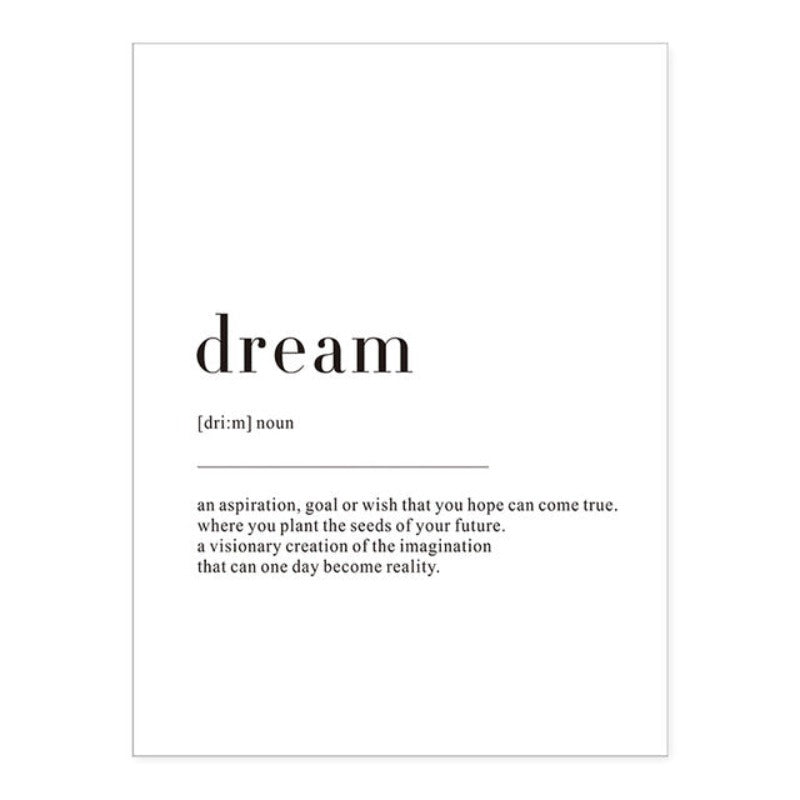 Minimalist Dream Life Definition Quotes - Canvas Wall Art Painting