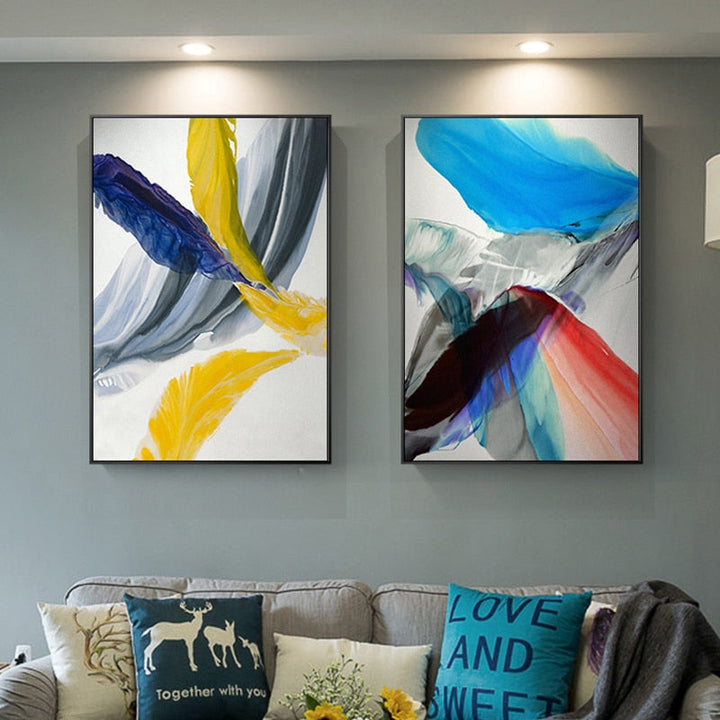 Feathers of Hope Colorful HD - Canvas Wall Art Painting
