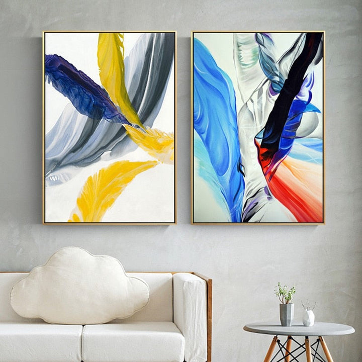 Feathers of Hope Colorful HD - Canvas Wall Art Painting