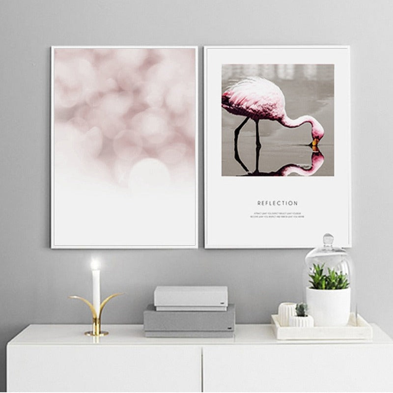 Flamingo Reflection - Canvas Wall Art Painting