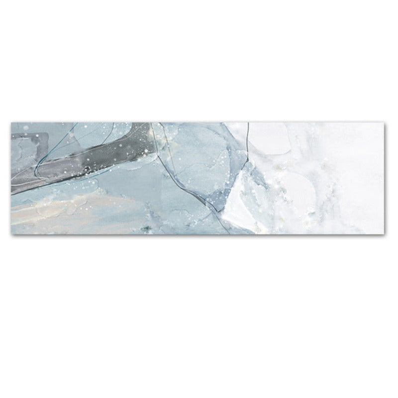 Long Blue Marble Background Bedroom - Canvas Wall Art Painting