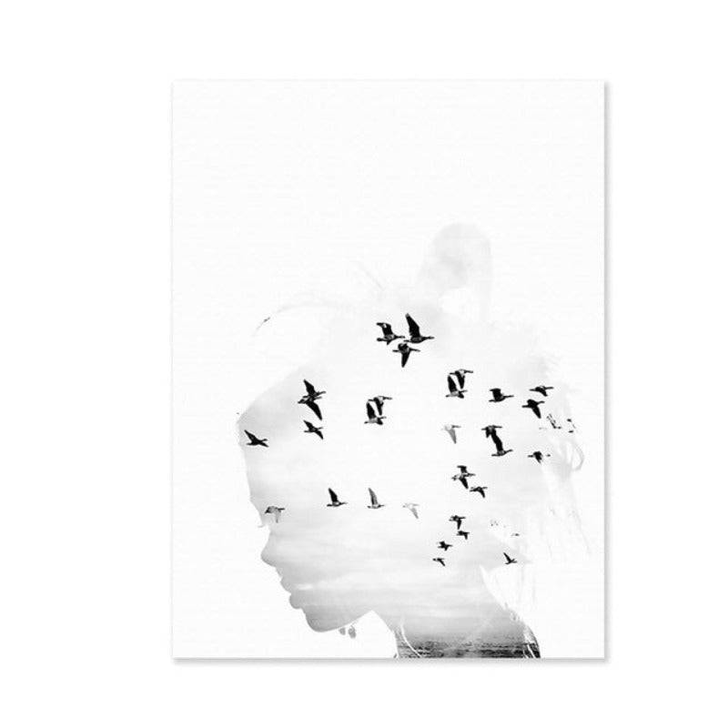 Foggy Sky Lake Lion - Canvas Wall Art Painting