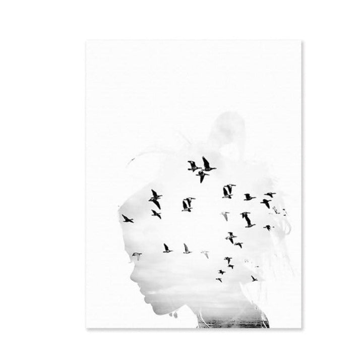 Foggy Sky Lake Lion - Canvas Wall Art Painting