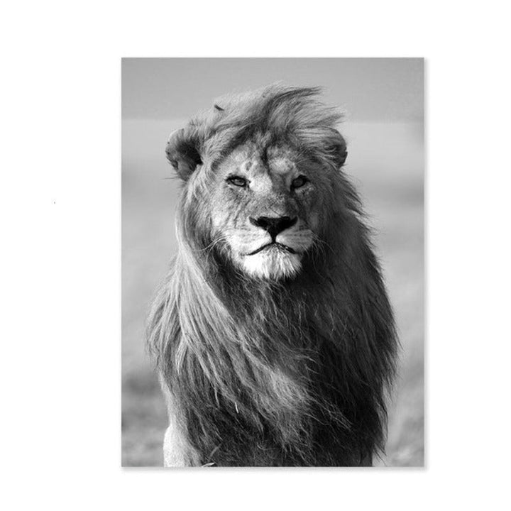 Foggy Sky Lake Lion - Canvas Wall Art Painting