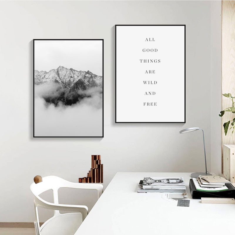Foggy Sky Lake Lion - Canvas Wall Art Painting
