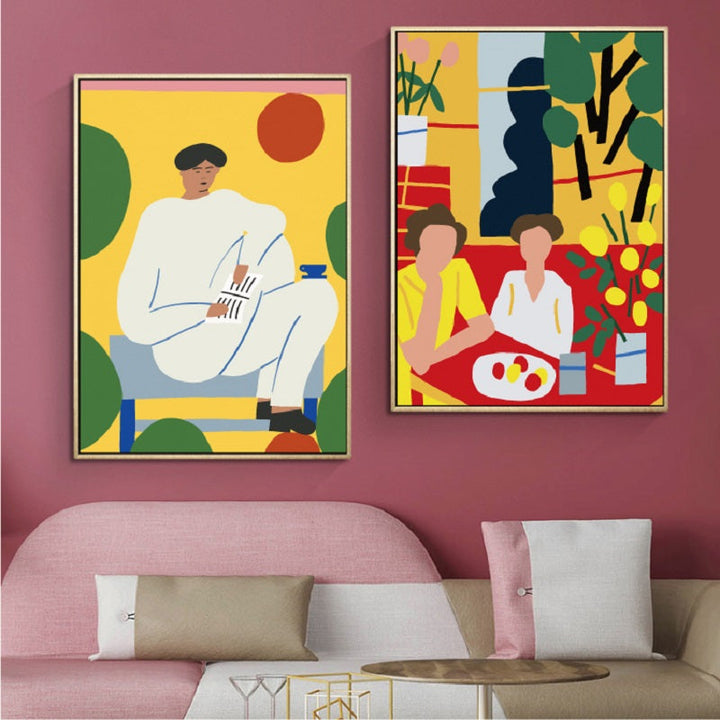 Flowers Drawing Abstract  - Canvas Wall Art Painting
