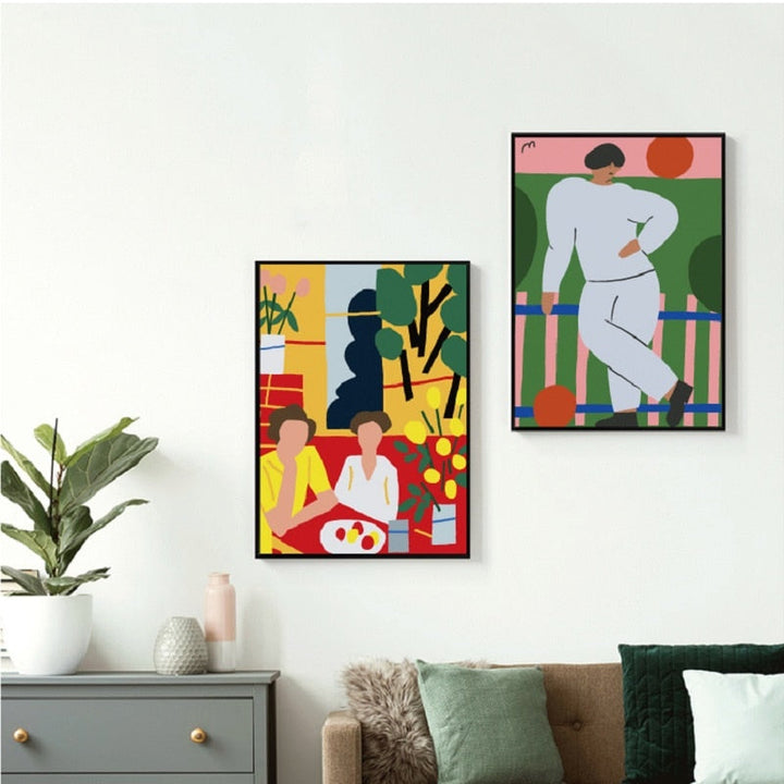 Flowers Drawing Abstract  - Canvas Wall Art Painting