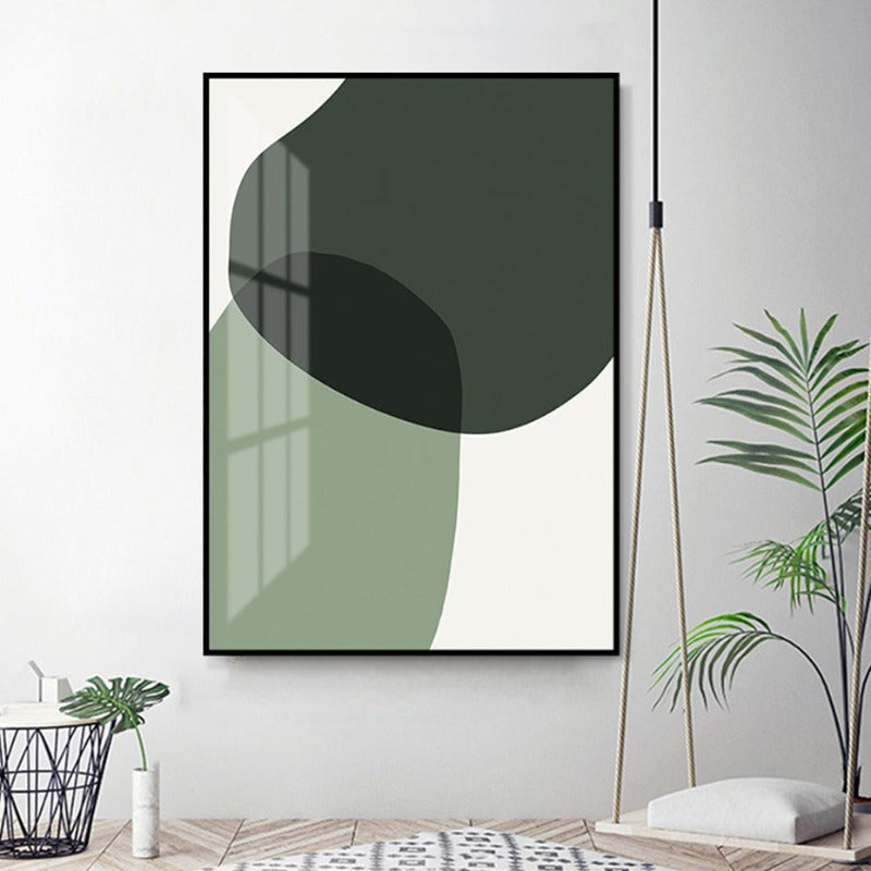 Geometric Green Color Block - Canvas Wall Art Painting