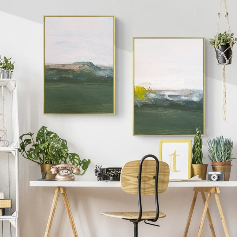 Green Printing Oil Art - Canvas Wall Art Painting