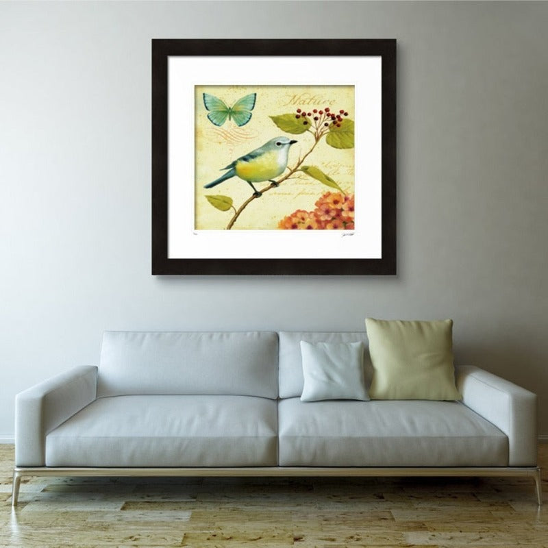 Vintage Europe Birds Butterfly Flowers - Canvas Wall Art Painting
